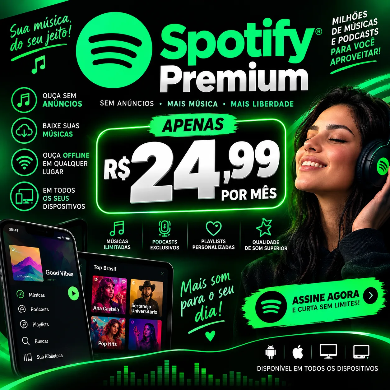 Banner Spotify Premium: música sem anúncios e offline